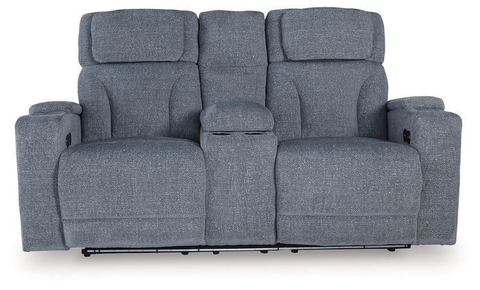Studio Cave - Power Reclining Loveseat with Console - Steel image 4
