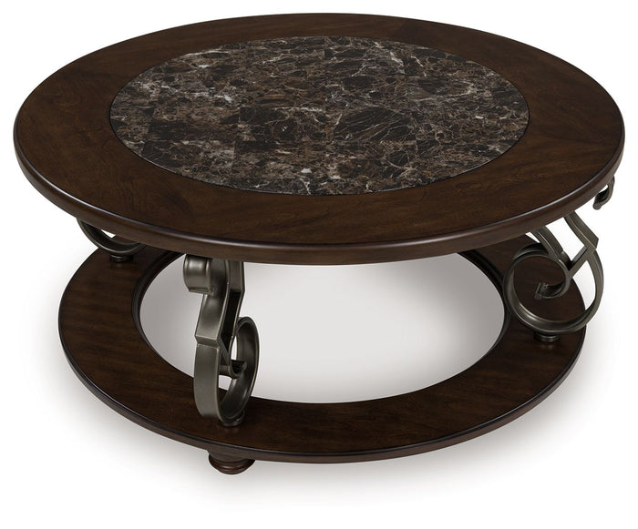 Frallyn - Round Cocktail Table - Dark Brown image 4