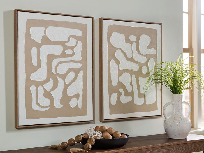Waldett - Wall Art Set (Set of 2) - Beige / White image 2