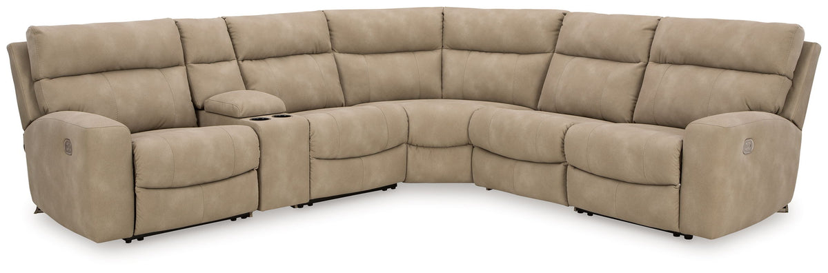 Beige / 6 Pc. Power Reclining Sectional With Storage Console