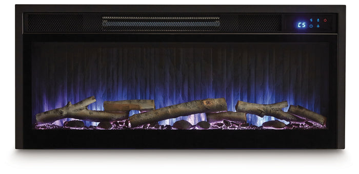 Entertainment Accessories - Fireplace Insert With Faux Birch Log Set - Black image 3