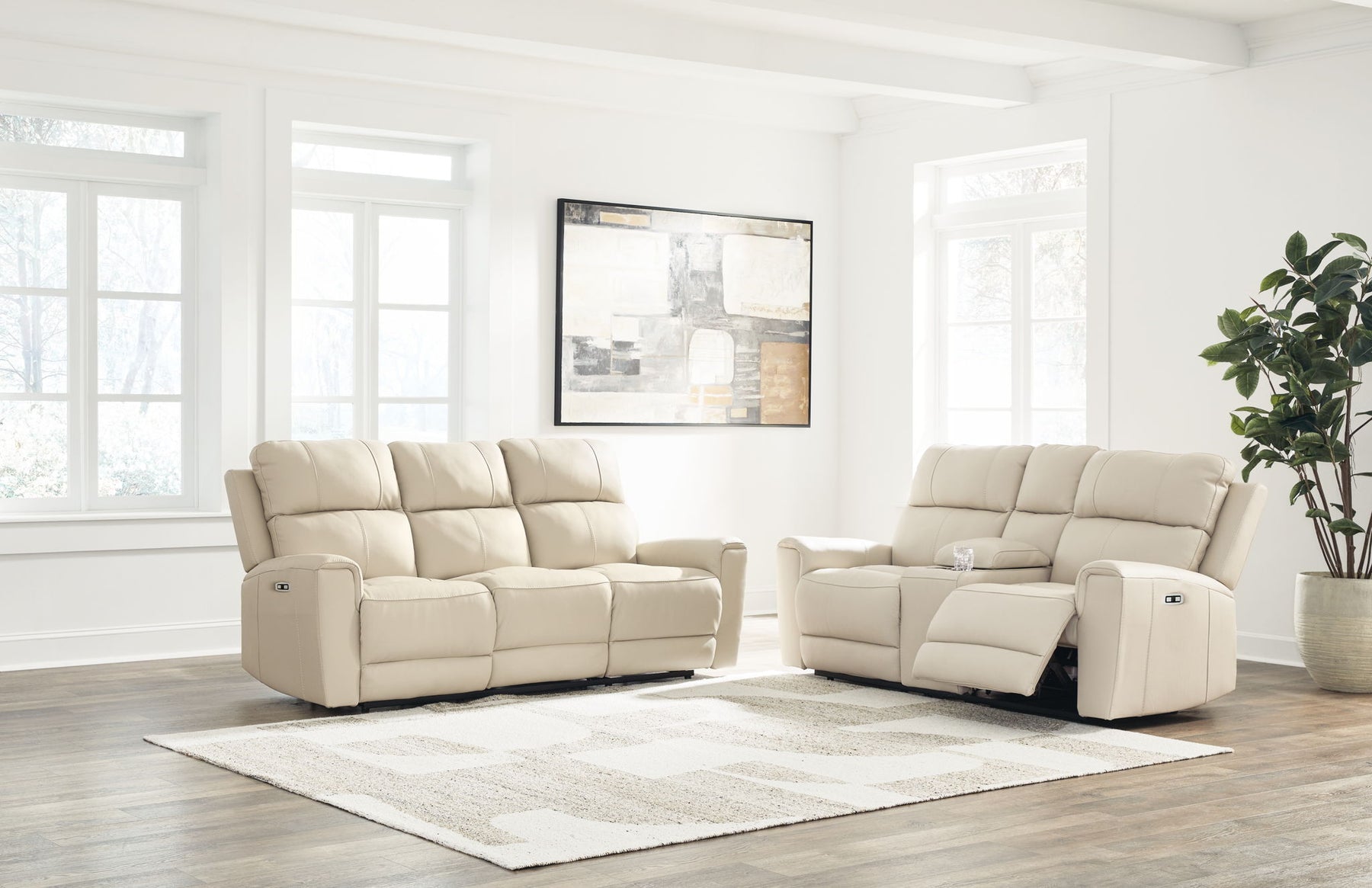 White / 2 Pc. Reclining Sofa, Loveseat