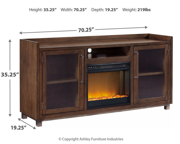 Starmore - 70" TV Stand With Glass/Stone Fireplace Insert - Brown image 3