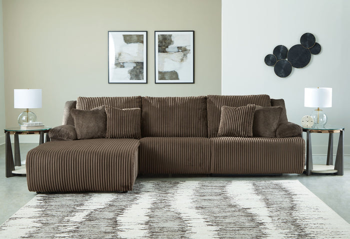 Top Tier - 3-Piece Sectional Reclining Sofa With Left-Arm Facing Press Back Chaise - Chocolate image 3