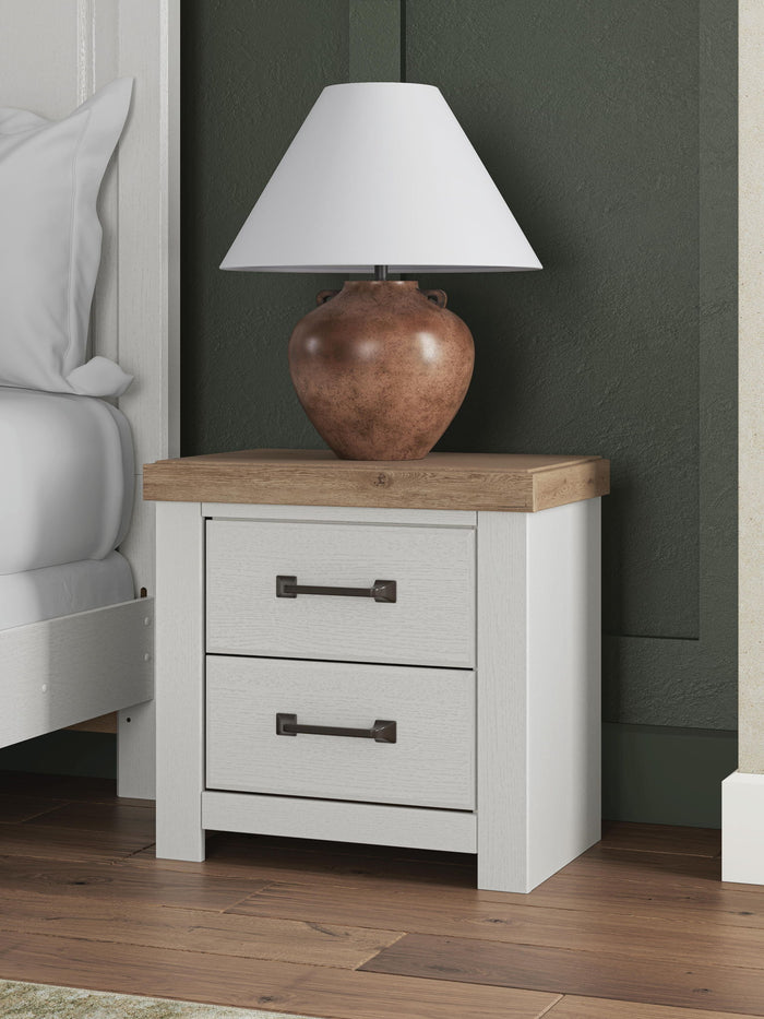 Savonport - Two Drawer Night Stand - White / Brown image 4