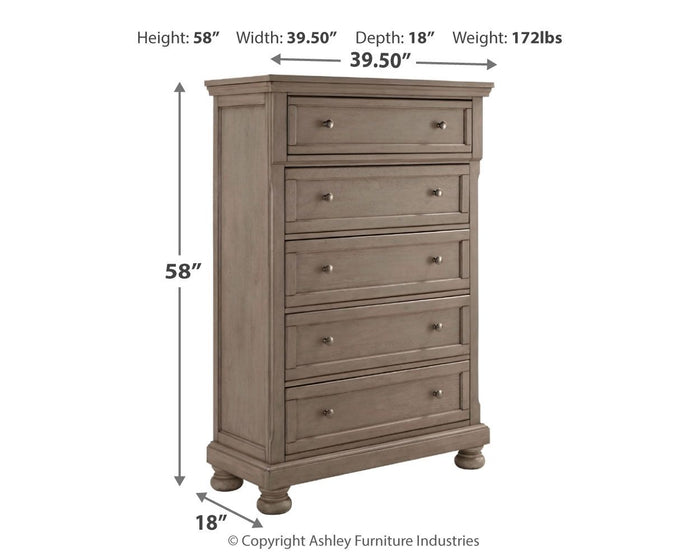 Lettner - Five Drawer Chest - 2-handles - Light Gray image 4