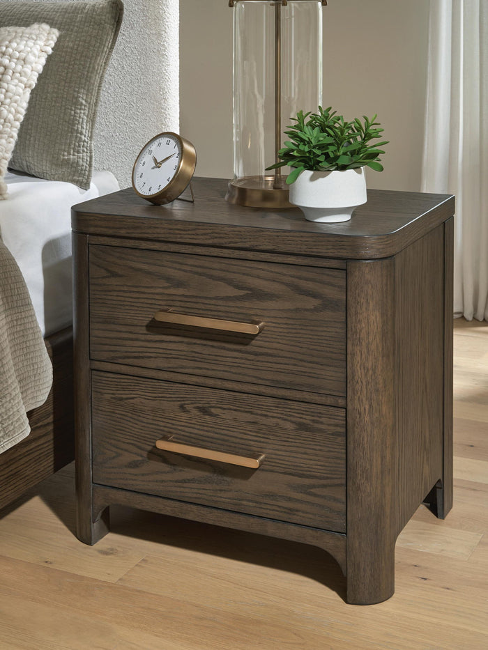 Radkin - Two Drawer Night Stand - Burnished Brown image 3