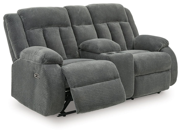 Observation - Double Reclining Power Loveseat With Console - Steel image 4