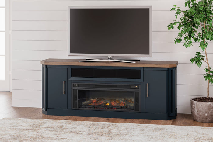 Landocken - 83" TV Stand With Electric Fireplace - Two-tone image 3