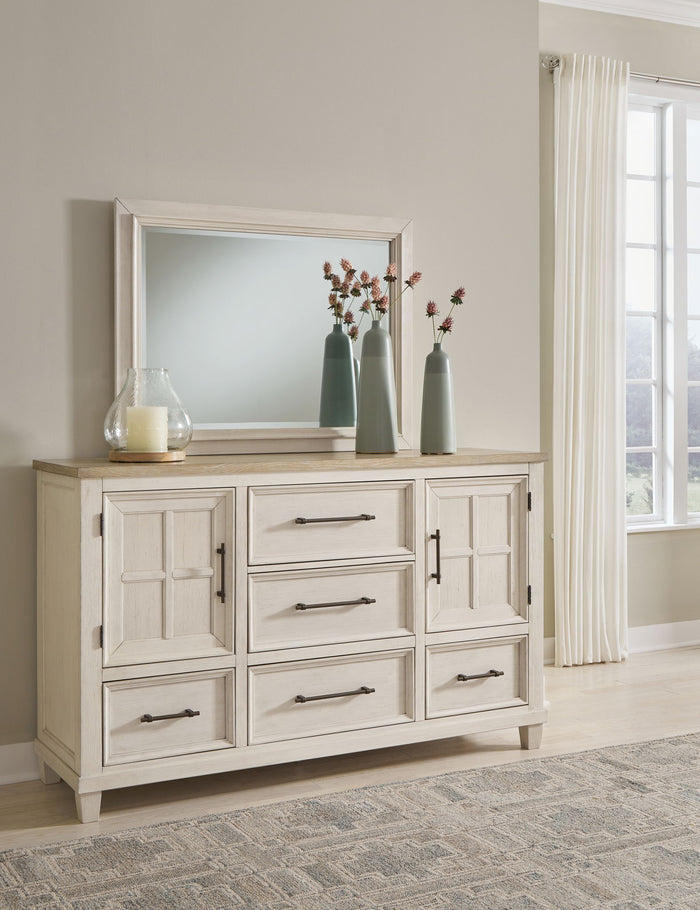Shaybrock - Dresser And Mirror - Antique White / Brown image 4