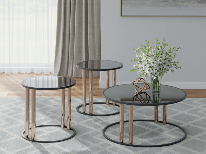 Hannerly - Occasional Table Set (Set of 3) - Black / Gold Finish image 2