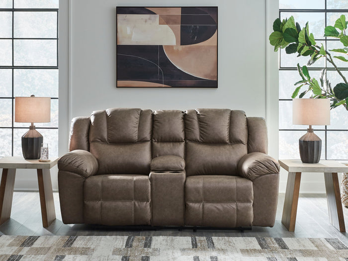 Lowilla - Double Reclining Loveseat With Console - Driftwood image 2