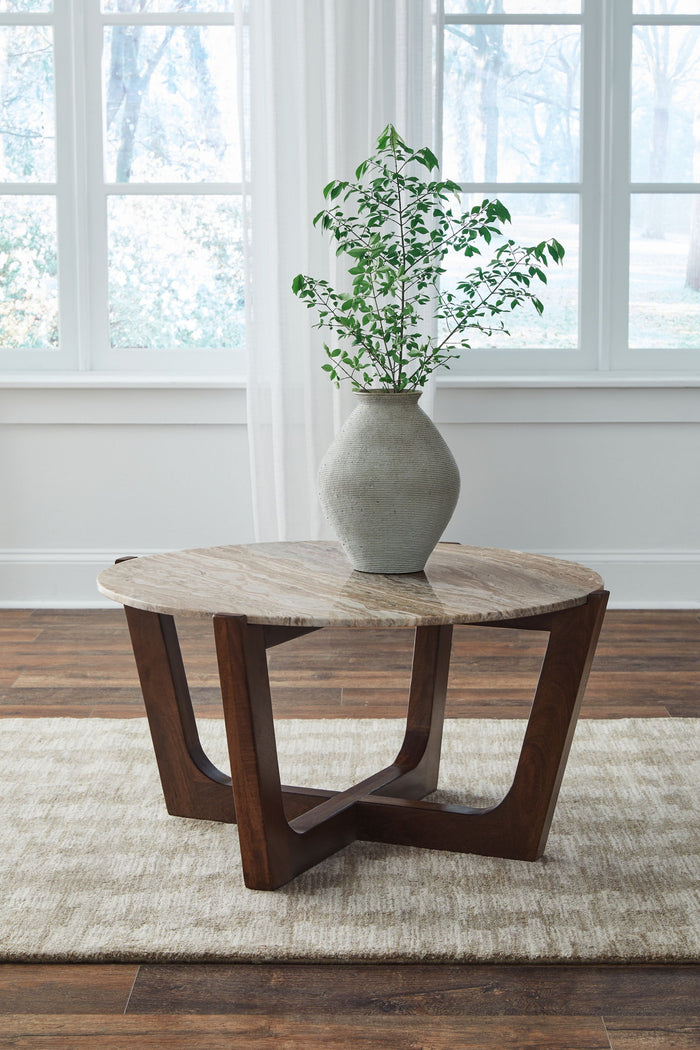 Tanidore - Round Cocktail Table - Warm Brown image 3
