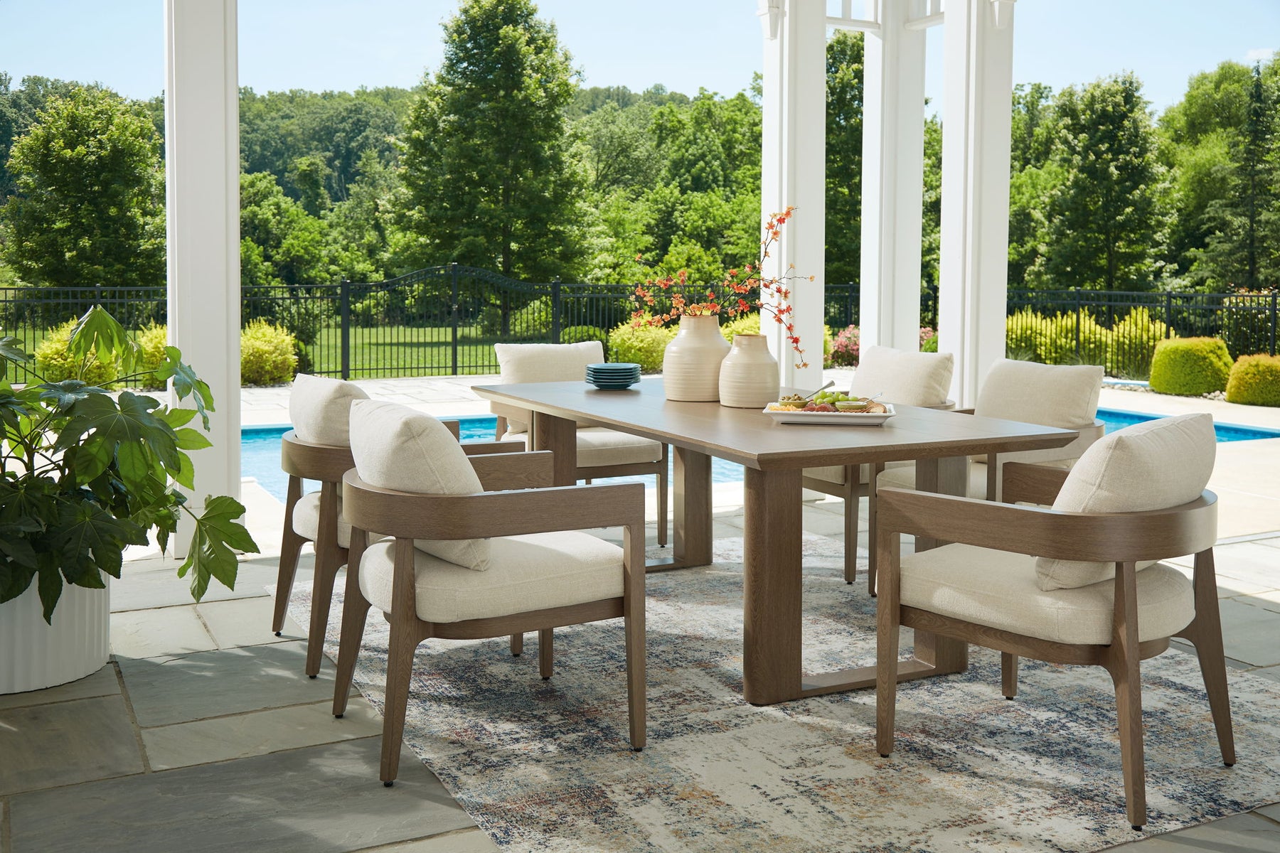 Dark Brown / 7 Pc. Dining Table, 6 Arm Chairs