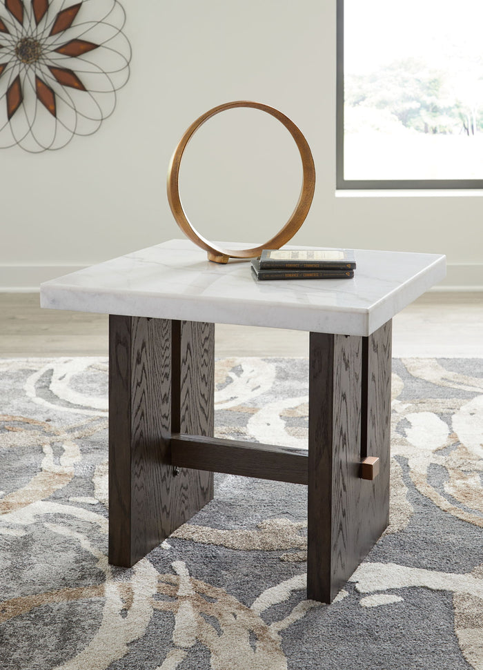 Burkhaus - Rectangular End Table - White / Dark Brown image 3
