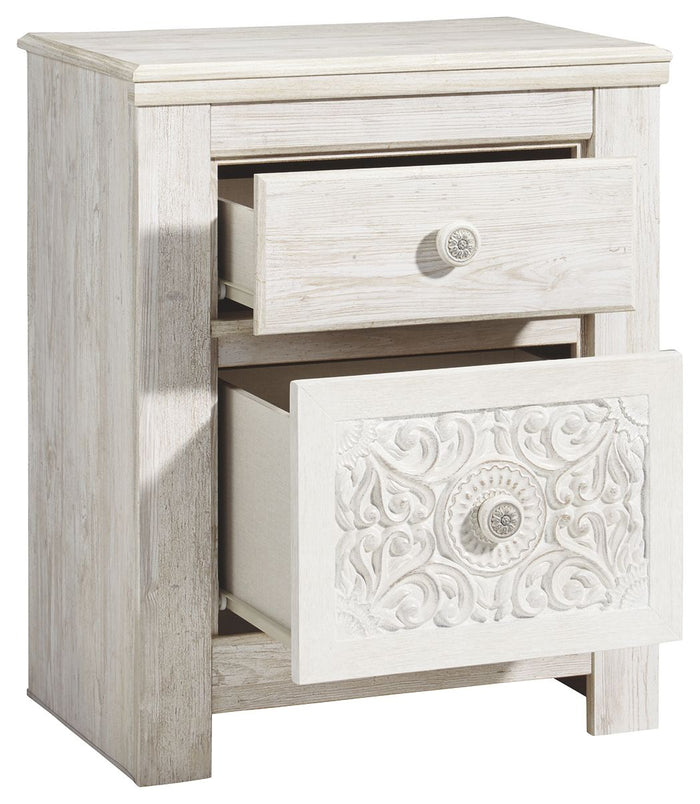 Paxberry - Two Drawer Night Stand - Whitewash image 4