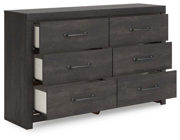 Hollivern - Six Drawer Dresser - Dark Gray image 3