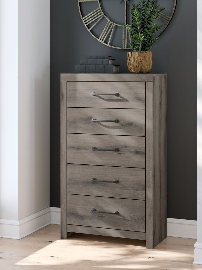 Graystorm - Five Drawer Chest - Brown Gray image 4