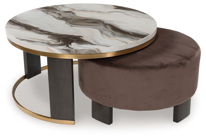 Jazmore - Nesting Cocktail Tables (Set of 2) - Brown / Brass Finish image 1