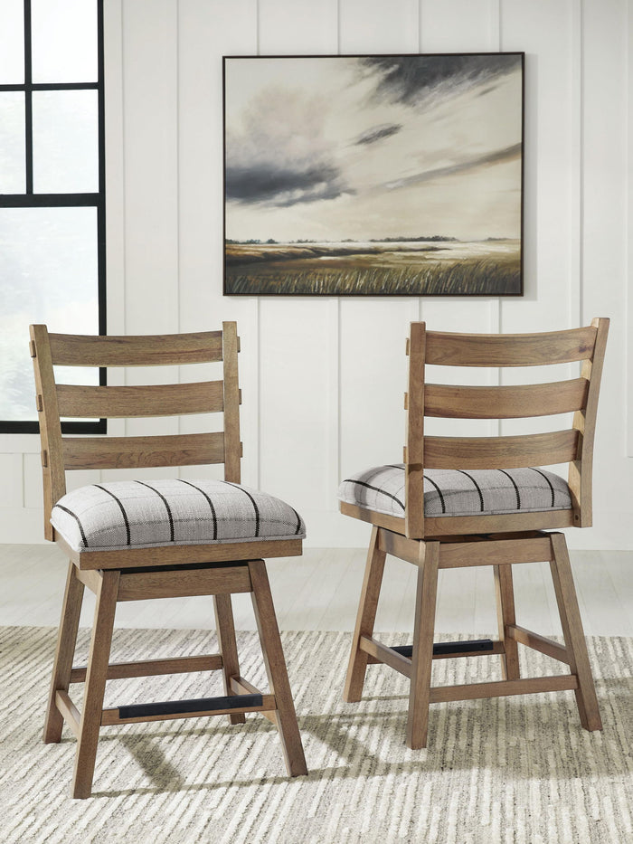 Ridgester - Upholstered Swivel Barstool (Set of 2) - Light Brown image 3