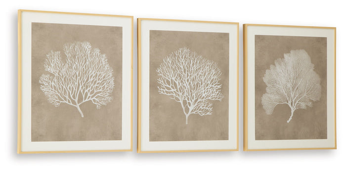 Hendridge - Wall Art Set (Set of 3) - Taupe / White image 3