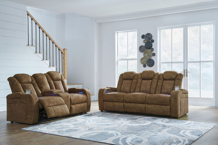 Wolfridge - 2 Pc. - Power Reclining Sofa, Power Reclining Loveseat With Console - Brindle image 1
