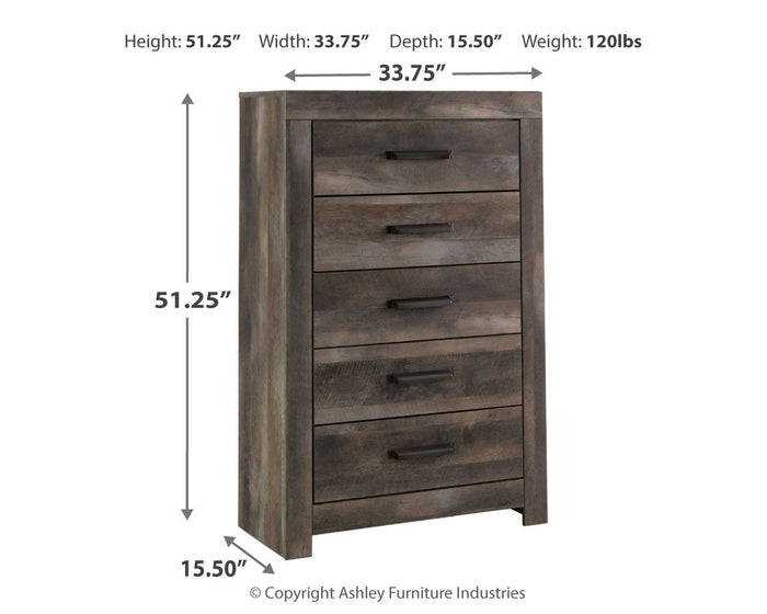 Wynnlow - Five Drawer Chest - Gray image 4
