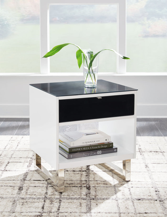 Gardoni - Rectangular End Table - White / Black image 4