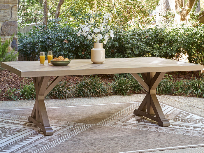 Laguna Heights - Rectangular Dining Table With Umbrella Option - Beige image 3