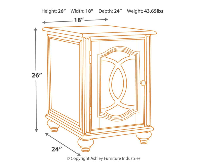Realyn - Chair Side End Table - Insert Mirror - White / Brown image 4