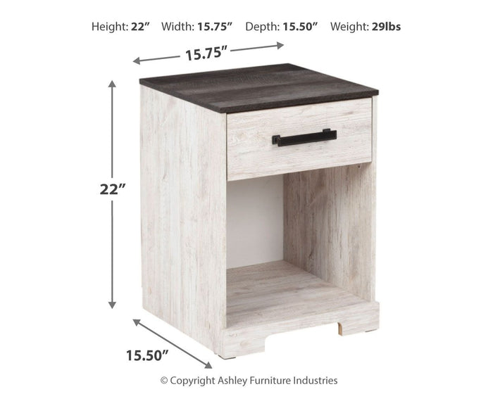 Shawburn - One Drawer Night Stand - Whitewash / Charcoal Gray image 3