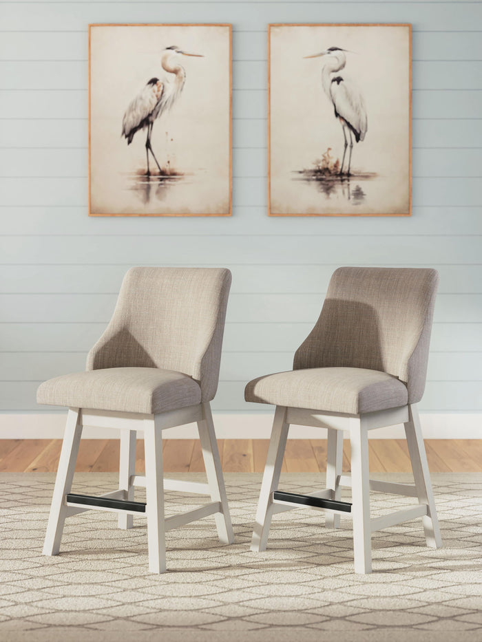Robbinsdale - Upholstered Swivel Curved Back Barstool (Set of 2) - Antique White image 4