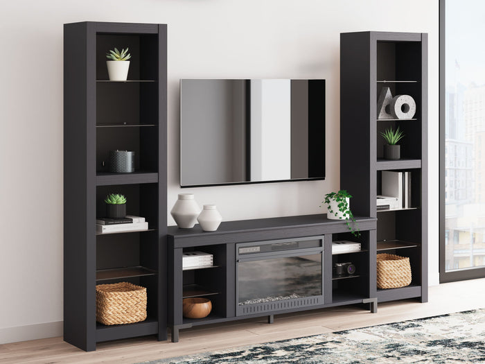 Cayberry - 3-Piece Entertainment Center With Electric Fireplace - Black image 4