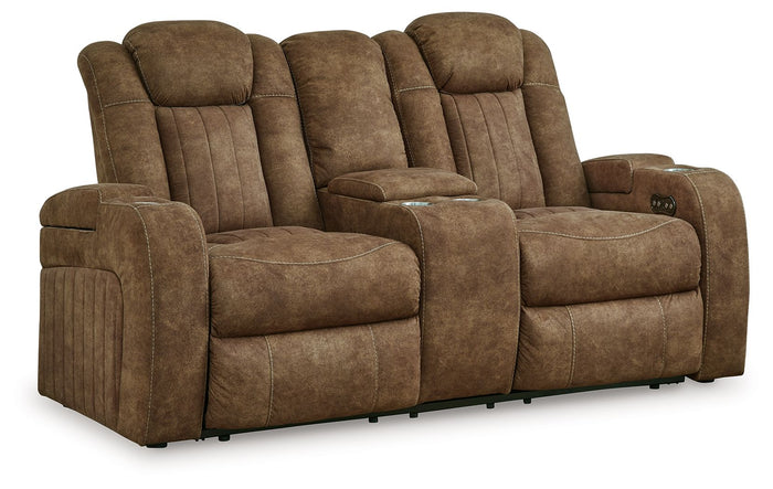Wolfridge - Power Reclining Loveseat With Console /Adj Hdrst - Brindle image 1