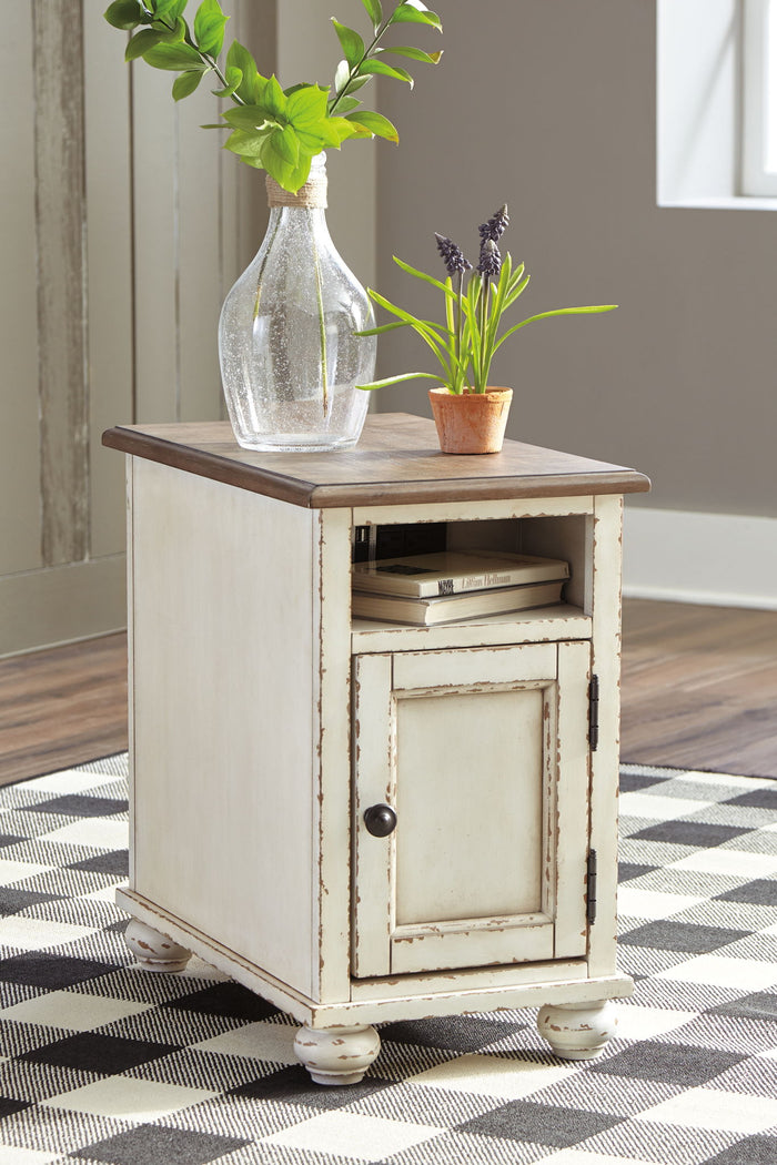 Realyn - Chair Side End Table - AC / USB - White / Brown image 4