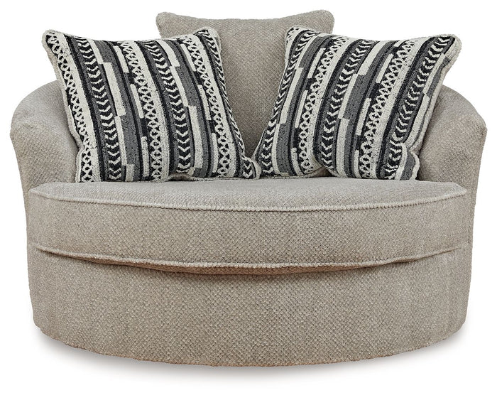 Calnita - Oversized Swivel Accent Chair - Fabric - Sisal image 3
