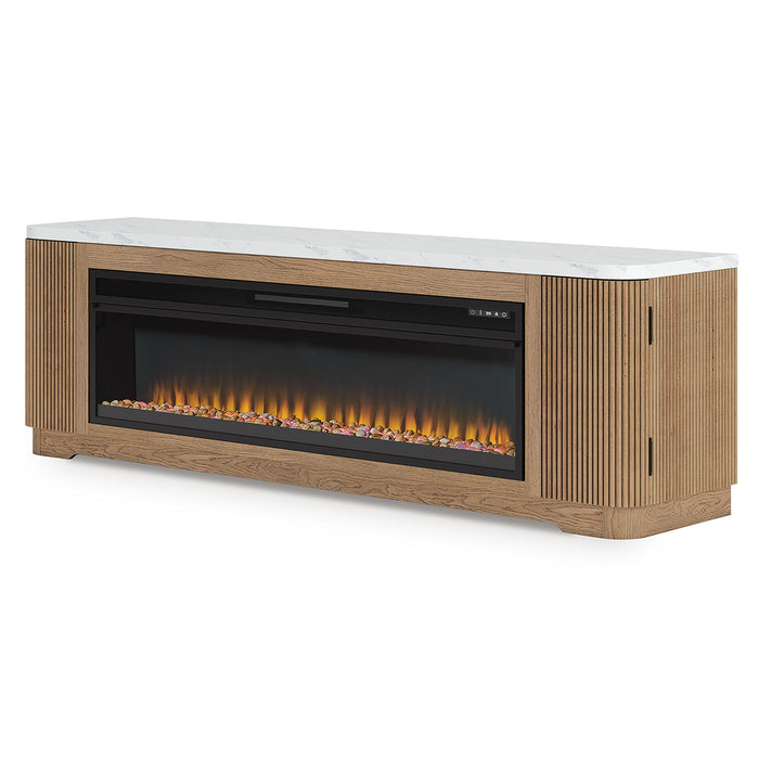 Camdill - 80" TV Stand With Electric Fireplace - Light Brown image 4