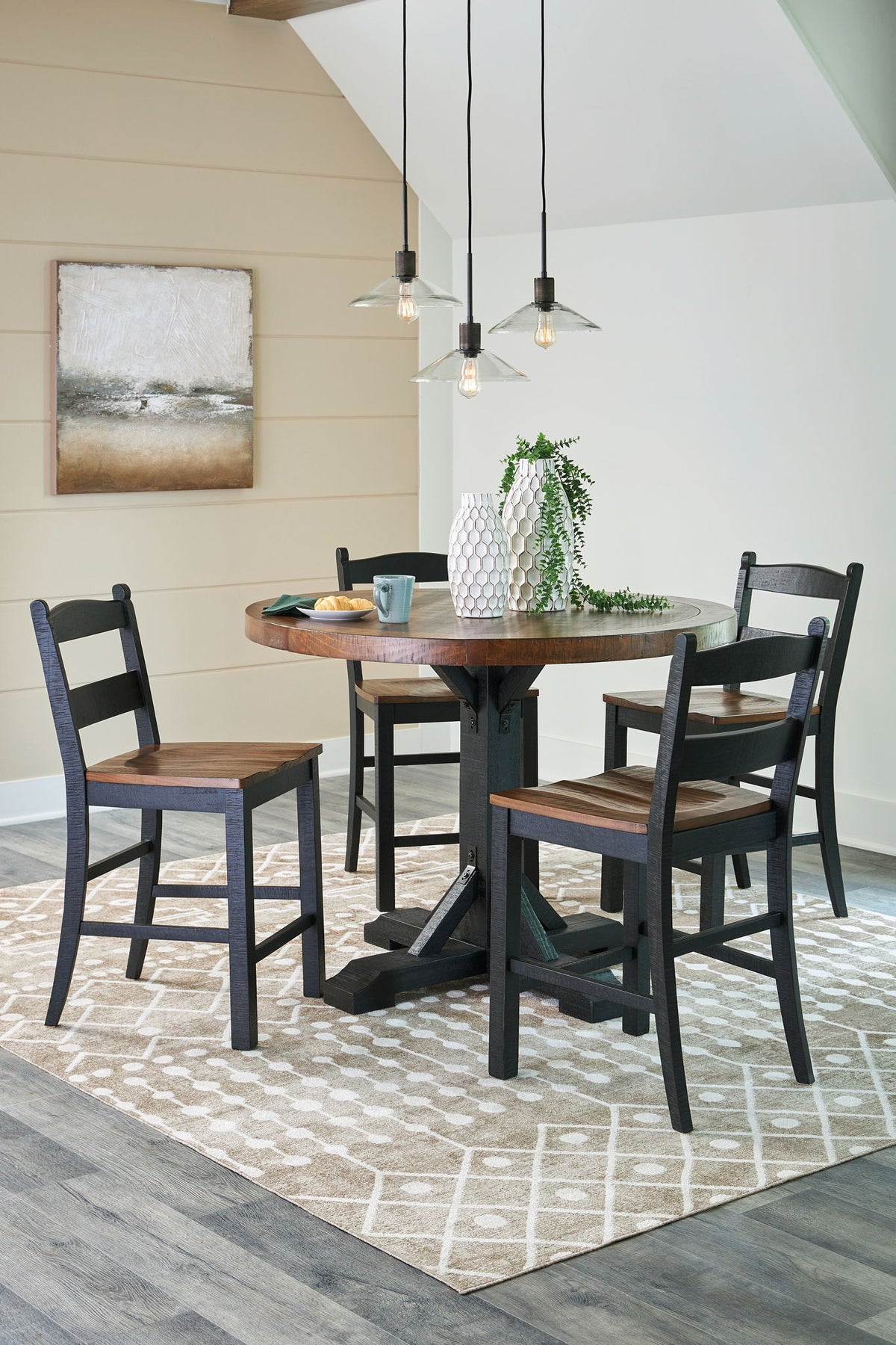 Dark Brown / 5 Pc. Table, 4 Barstools