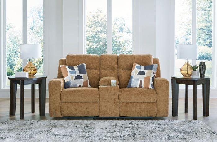 Kanlow - Dbl Reclining Loveseat With Console - Honey image 4