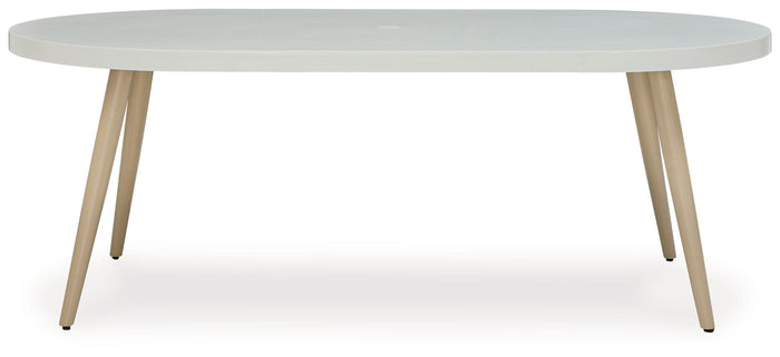 Seton Creek - Oval Dining Table With Umb Opt - White image 4