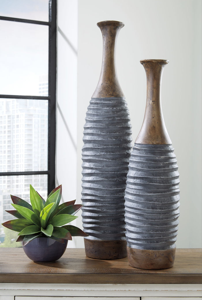 Blayze - Vase Set (Set of 2) - Antique Gray / Brown image 3