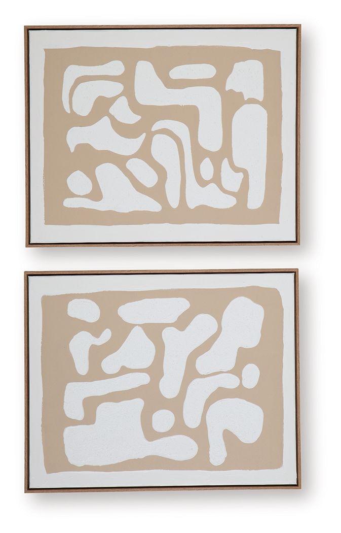 Waldett - Wall Art Set (Set of 2) - Beige / White image 3