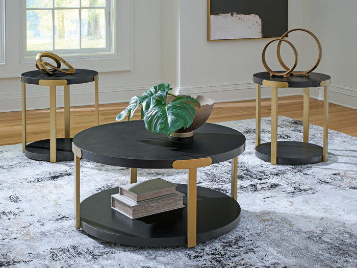 Shylore - Occasional Table Set (Set of 3) - Black / Brass Finish image 3