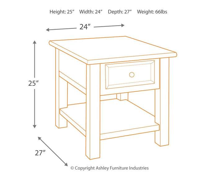 Tyler Creek - Rectangular End Table - Grayish Brown / Black image 3