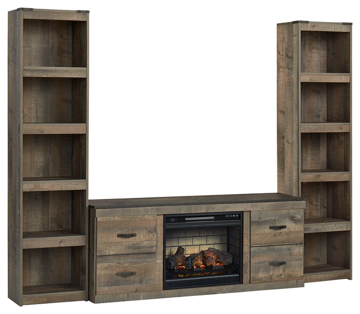 Trinell - 3-Piece Entertainment Center With Electric Fireplace - Brown image 1