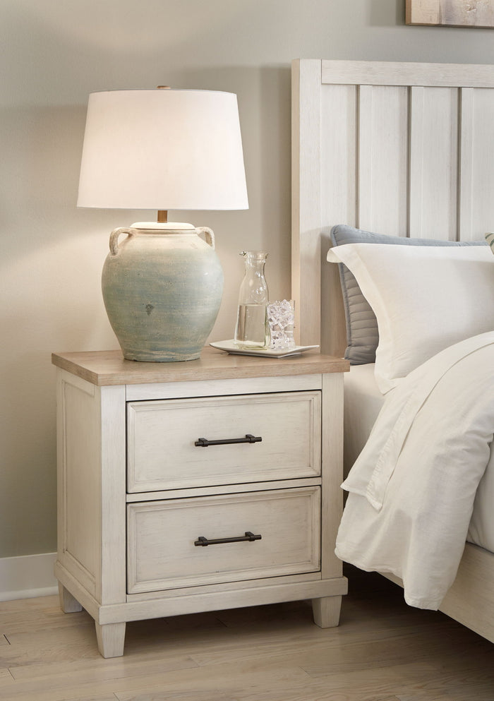 Shaybrock - Two Drawer Night Stand - Antique White / Brown image 3
