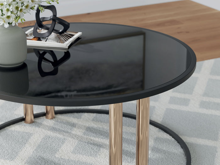 Hannerly - Occasional Table Set (Set of 3) - Black / Gold Finish image 3