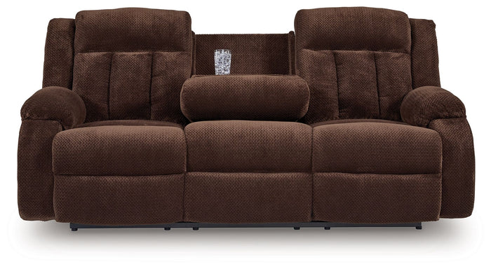 Free Wake - Reclining Power Sofa With Drop Down Table - Chocolate image 4