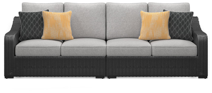 Beachcroft - 2-Piece Outdoor Loveseat with Cushion - Black / Light Gray image 3