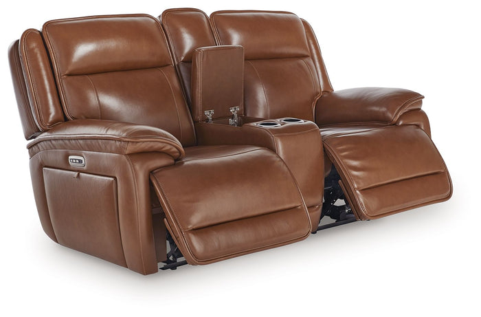 Healy Pier - Power Reclining Loveseat With Console / Adj Headrest - Chocolate image 3